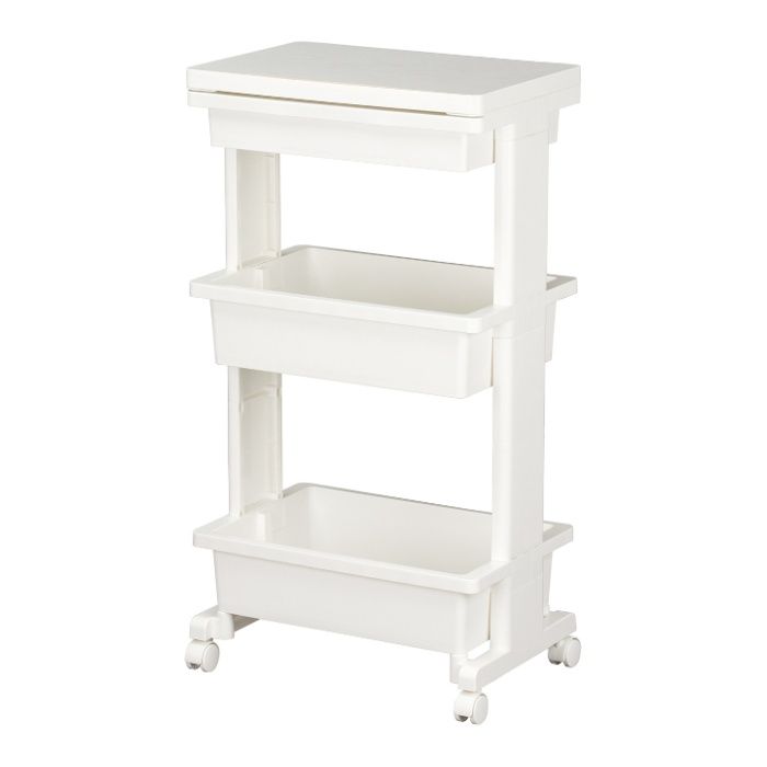 JEJアステージ テーブルワゴン引出付き ウッド3段の説明画像2