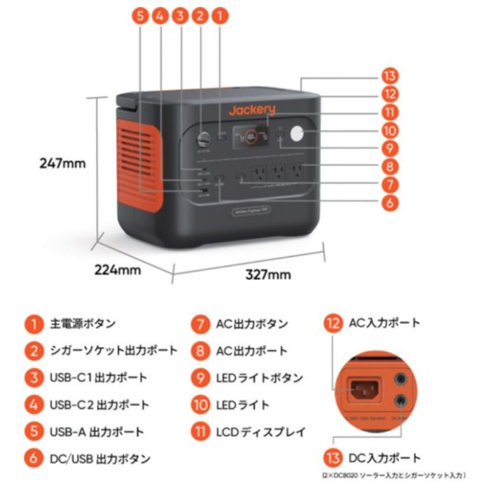 Jackery ジャックリー　ポータブル電源 JE-900Aの説明画像6