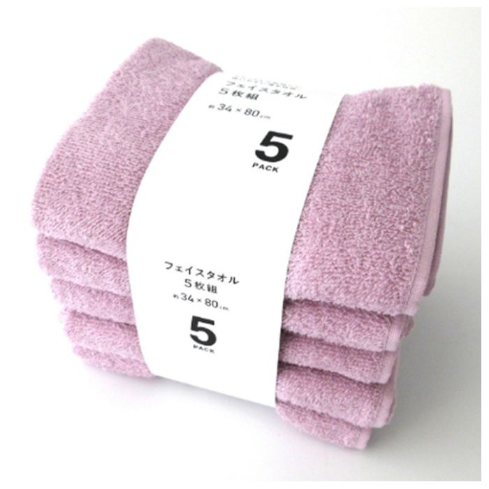 フェイスタオル 5枚組 約34×80cm PUの説明画像2