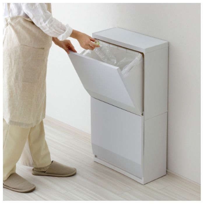 リス H&H 通路で使える分別ダストボックス 2段 45L グレーの説明画像2