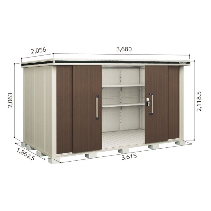 ヨド エルモLMD-3618【Bパック】間口3680mm●おしゃれでサビに強い物置/(DW)ダークウッド