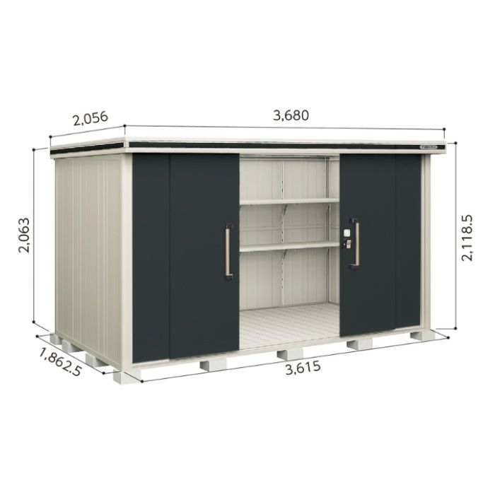 ヨド エルモLMD-3618【Bパック】間口3680mm●おしゃれでサビに強い物置/(SM)スミ
