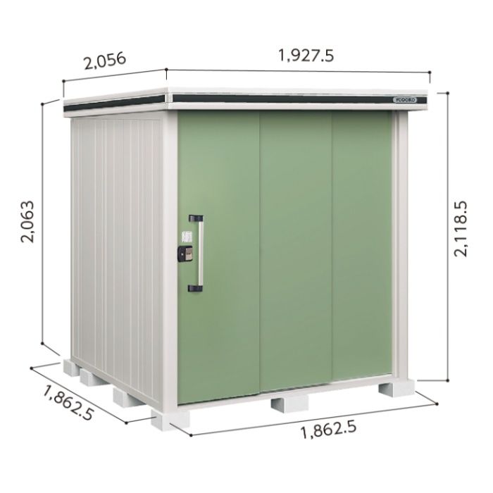 ヨド エルモLMD-1818【Cパック】間口1927.5mm●おしゃれでサビに強い物置/(EG)エバーグリーン