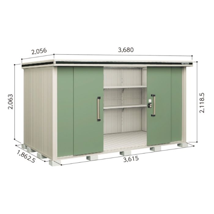 ヨド エルモLMD-3618【Cパック】間口3680mm●おしゃれでサビに強い物置/(EG)エバーグリーン