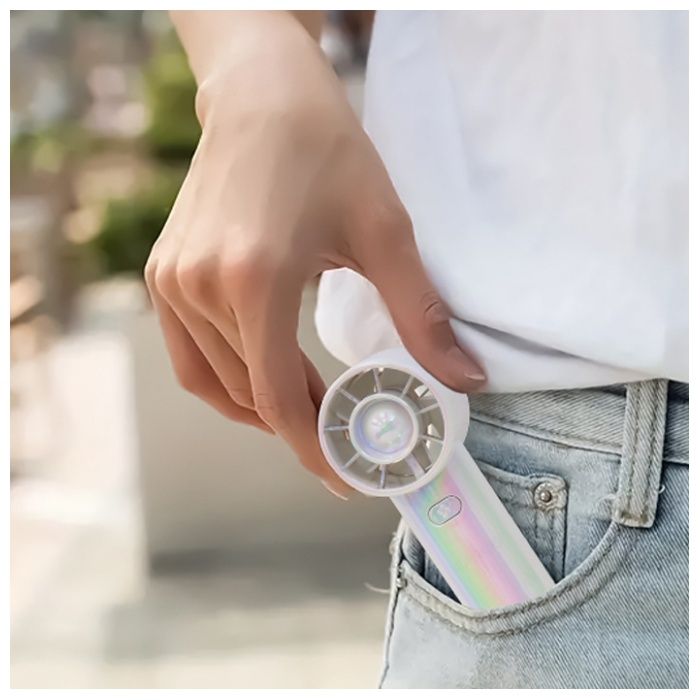 トレードワン ミニターボファン オーロラカラー USB充電式 ハンディ ファン 30939 WHの説明画像2