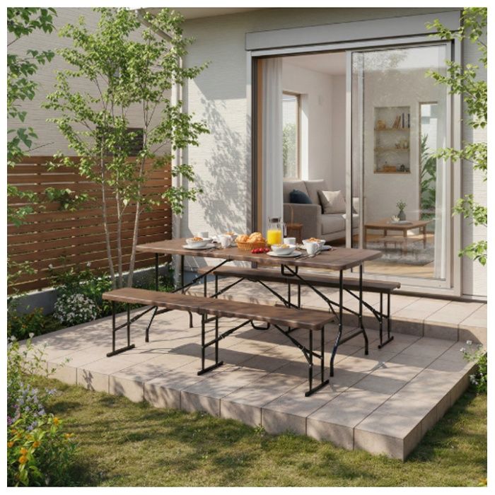 タカショー イージーキャリーダイニングテーブル　モクメチョウ ECF-T02BRの説明画像2