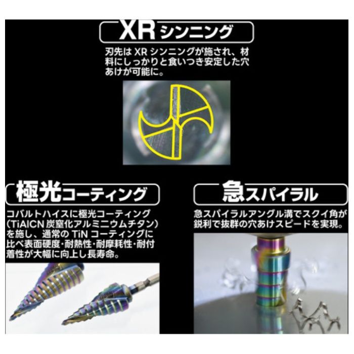 モトユキ 極光スゴキレ　ステップドリル GDR-SDR-422EXの説明画像3