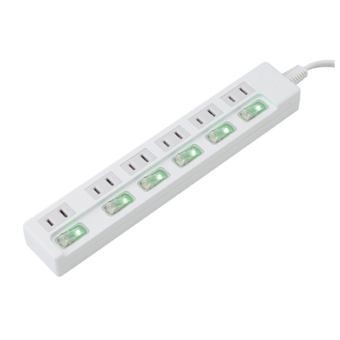 LED6個口スイッチタップ 2m KS-6LS02Wの説明画像3