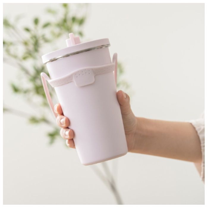 ストロータンブラー ホルダー付き 480ml ピンクの説明画像2