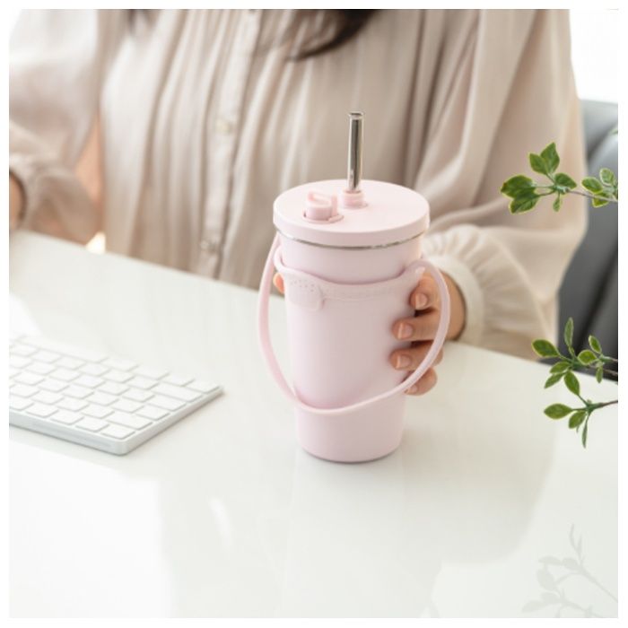 ストロータンブラー ホルダー付き 480ml ピンクの説明画像4