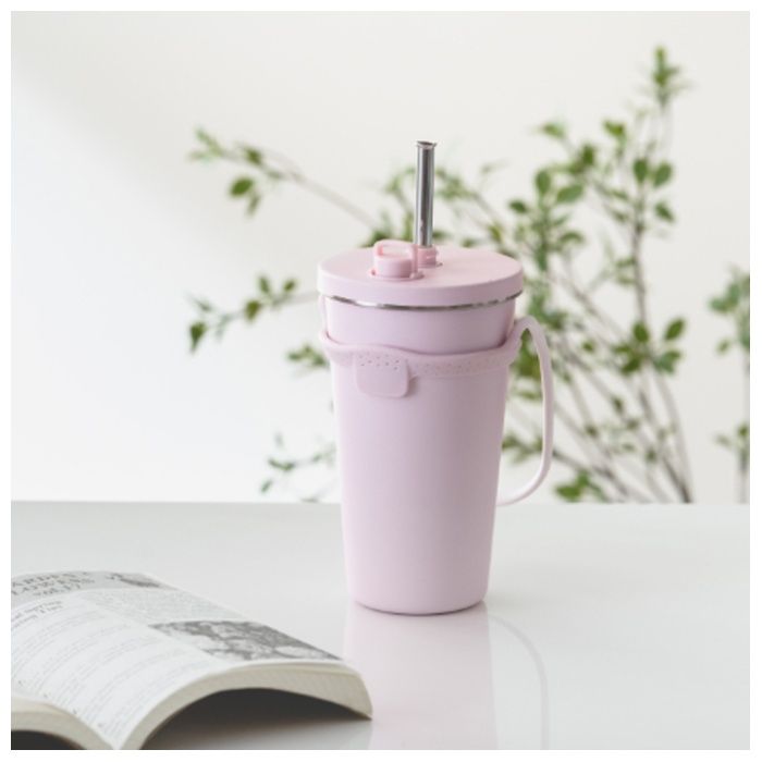 ストロータンブラー ホルダー付き 480ml ピンクの説明画像6