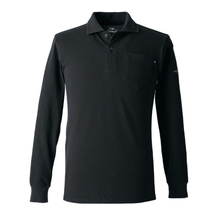 ヘビー長袖ポロシャツ　ブラック　M EVNR406BM