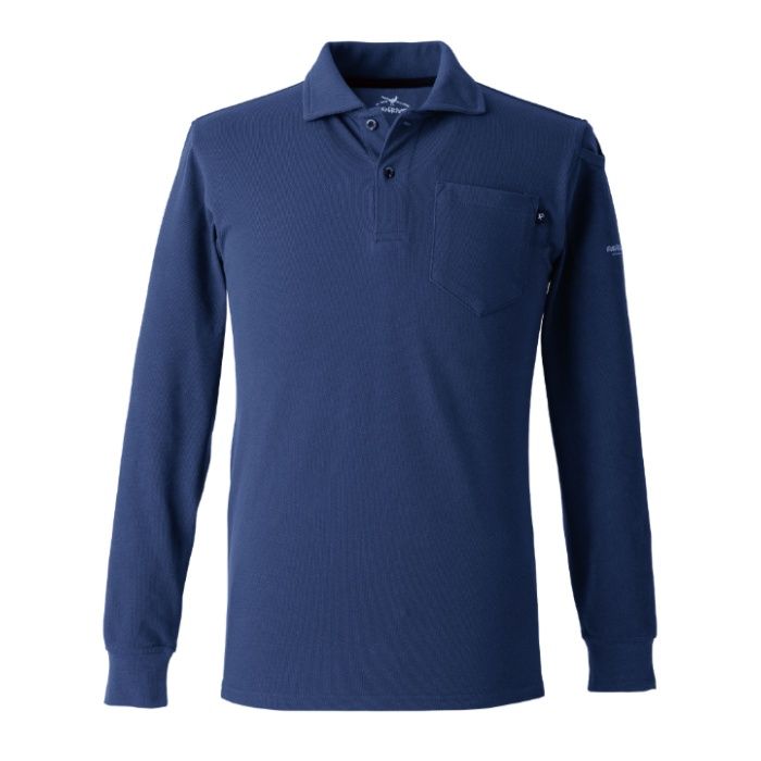 ヘビー長袖ポロシャツ　ネイビー　M EVNR406NM