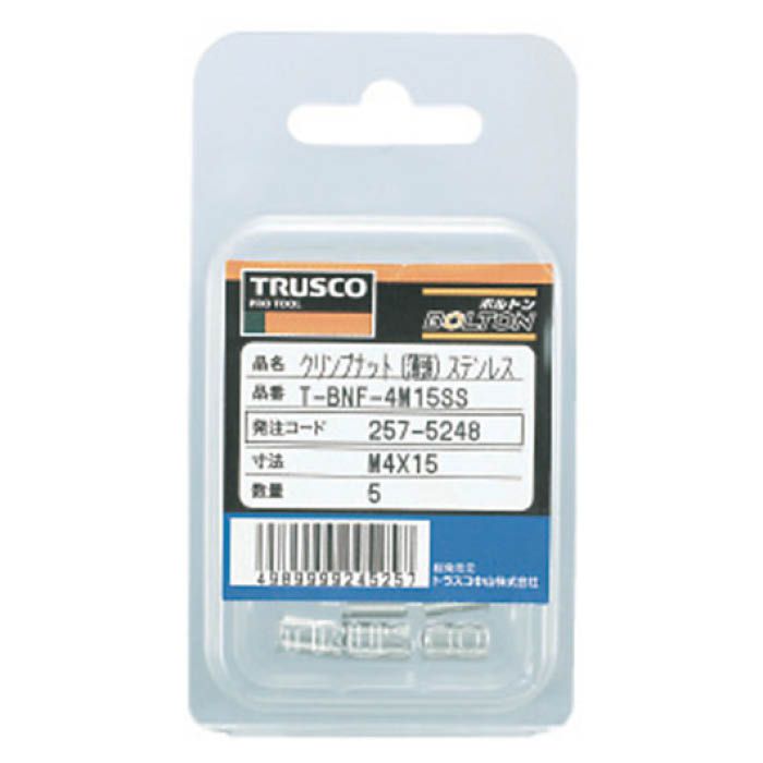 TRUSCO クリンプナット薄頭ステンレス 板厚4.0 M8X1.25 100入/業務用