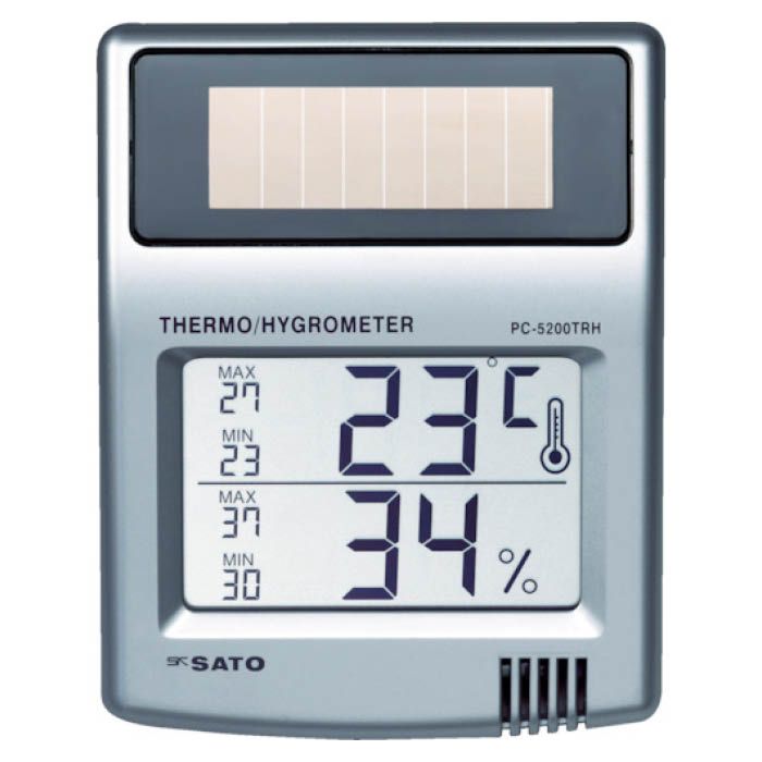(T)佐藤　ソーラーデジタル温湿度計