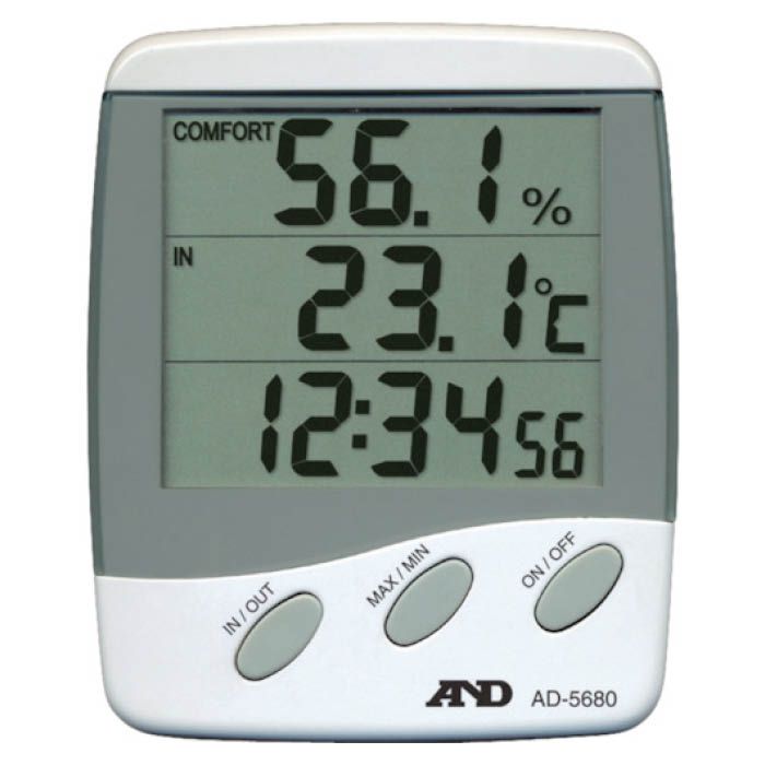 (T)A&D　時計付き温湿度計　外部センサー付き