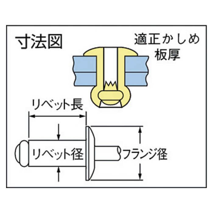 T)POP オープンリベット(アルミ鉄)φ4.8、TAPD68BS (1000本入)の通販