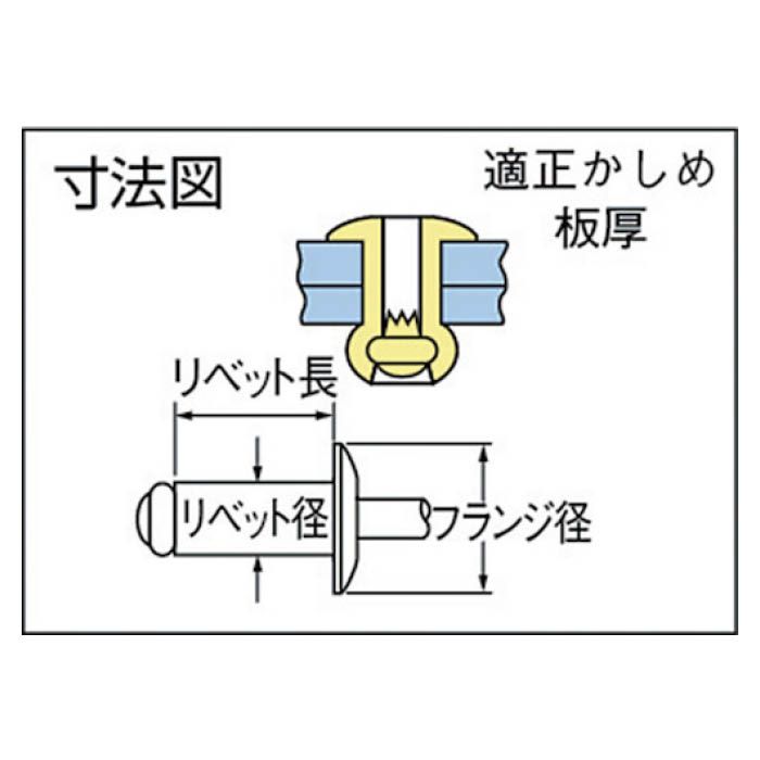 T)POP オープンタイプリベット(アルミアルミ)AD41ABS (1000本入)の通販