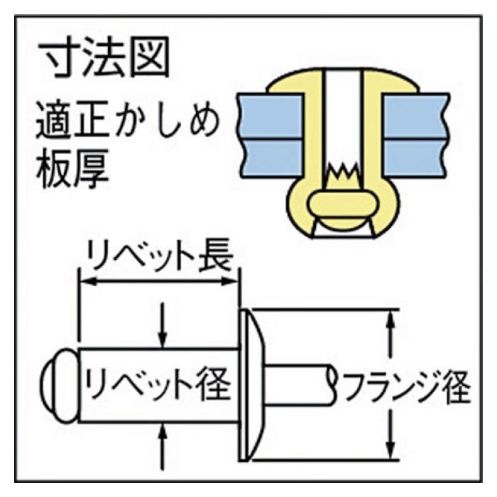 (T)POP　オープンリベット(オール鉄)φ3.2、SD44BS　(1000本入)の説明画像3