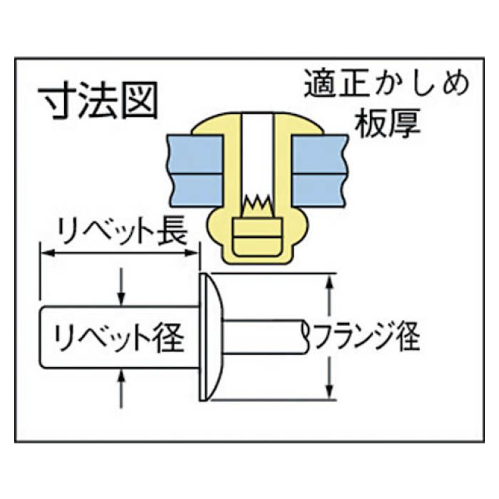 ＰＯＰ シールドタイプリベット（アルミ鉄）φ３．２、ＡＤ４３