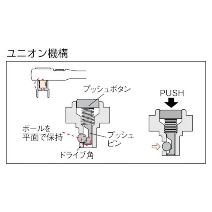 (T)KTC　9.5sq.コンパクトショートラチェットハンドルの説明画像2