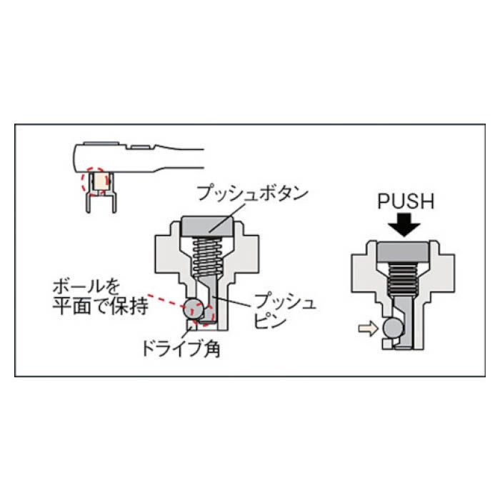 (T)KTC　9.5sq.コンパクトラチェットハンドルの説明画像3
