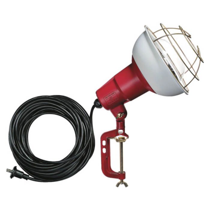 (T)ハタヤ　防雨型作業灯　リフレクターランプ300W　100V電線10m　バイス付