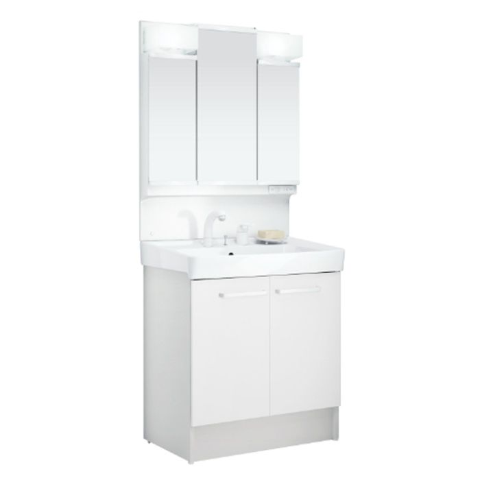 LIXIL D7シリーズ　洗面化粧台セット　3面鏡　間口750mm　洗髪シャワー水栓　ホワイト MD7X4-753TYJ+D7N6-755SY-W/VP1W