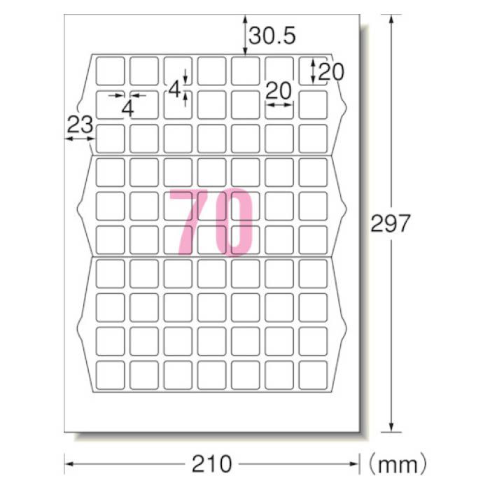 (T)3M(スリーエム) エーワン[[TM上]]　ラベルシール(プリンタ兼用)70面　四辺余白付　角丸正方形20枚