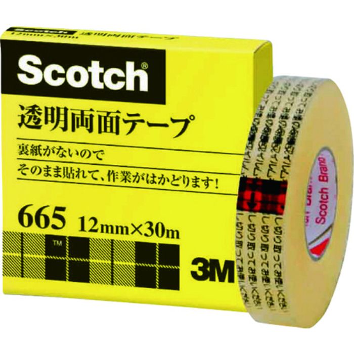 3M 透明両面テ-プ ライナーなし 12mm×30m 巻芯径25mm