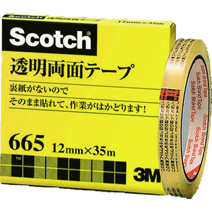 3M 透明両面テープ ライナーなし 12mm×35m 巻芯径76mm