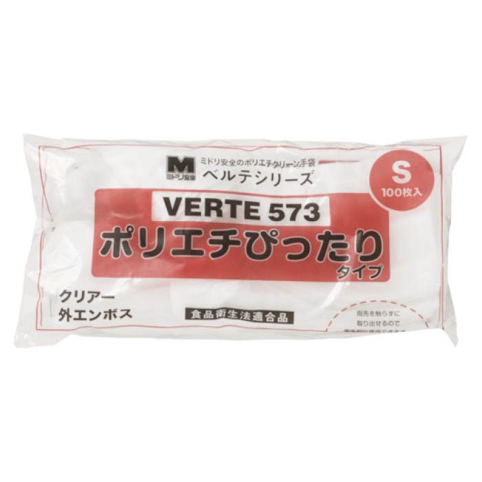 (T)ミドリ安全　ポリエチレンディスポ手袋　ベルテ573　100枚　袋入　Sの説明画像2