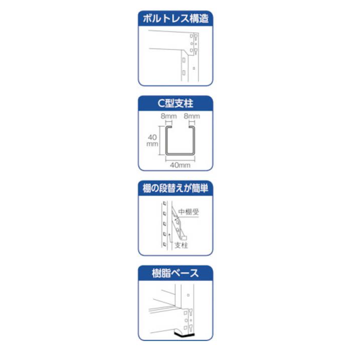 T) M2型軽中量棚 1460X600XH1800 4段 連結 ネオグレーの通販