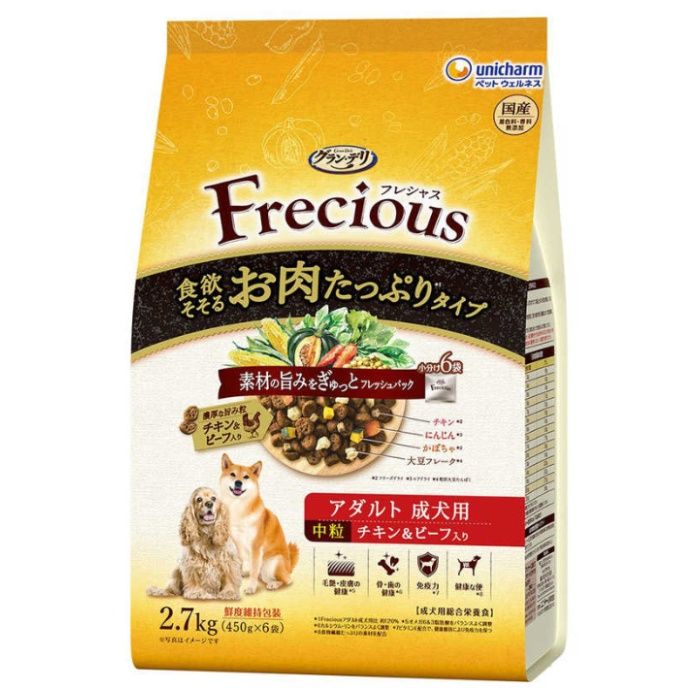 ユニ・チャーム グラン・デリ フレシャス 食欲そそるお肉たっぷりタイプ チキン&ビーフ入り 中粒 成犬用 2.7kg