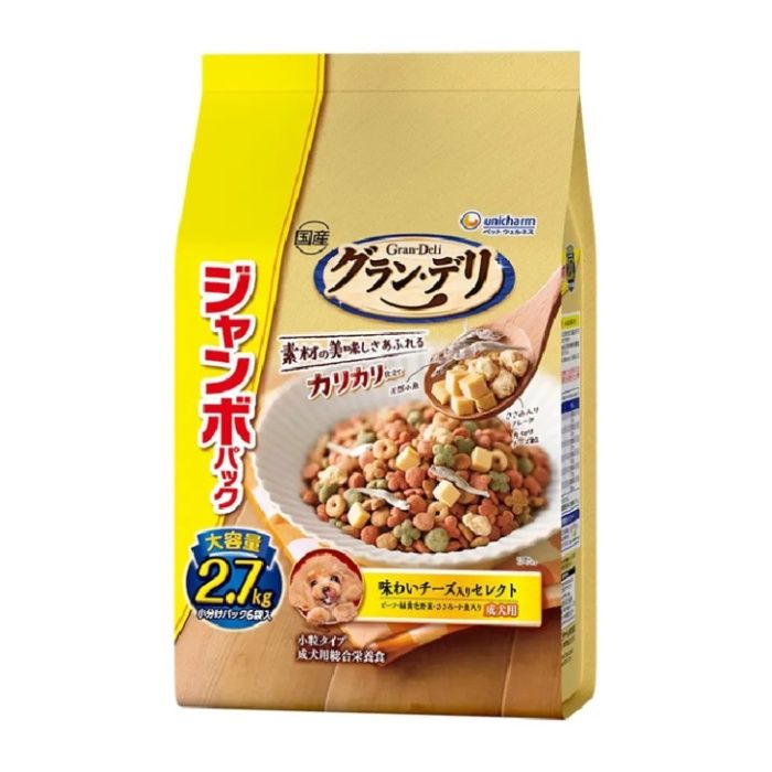 ユニ・チャーム グラン・デリ 味わいチーズ入りセレクト ジャンボパック 小粒タイプ 成犬用 2.7kg