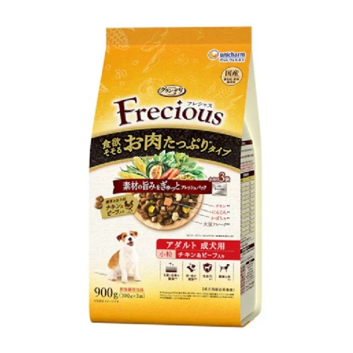 ユニ・チャーム グラン・デリ フレシャス 食欲そそるお肉たっぷりタイプ チキン&ビーフ入り 小粒 成犬用 900g