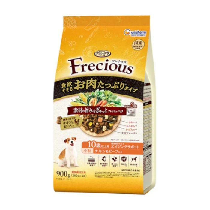 ユニ・チャーム グラン・デリ フレシャス 食欲そそるお肉たっぷりタイプ チキン&ビーフ入り 小粒 10歳以上用 エイジングサポート 900g