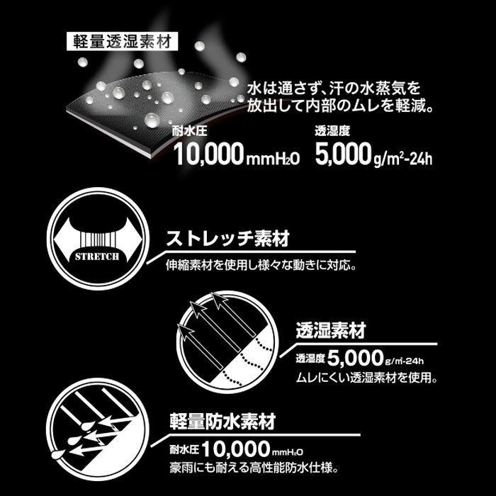 Feel sky ストレッチレインジャケット FL-002BL(ブルー) Mの説明画像3