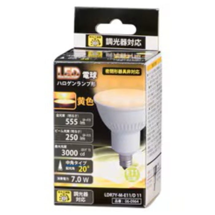 オーム電機 LEDハロM　E11　7W　Y