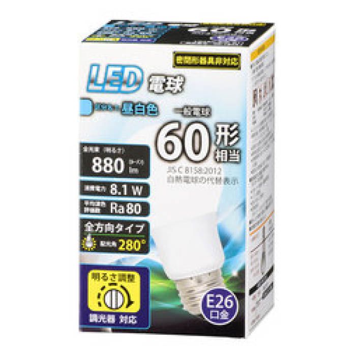 LED調光器対応60W形昼白色 LDA8N-G/D G11