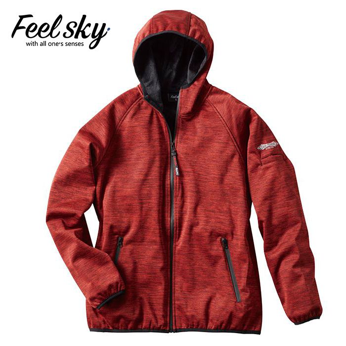 FeelSky 防風撥水パーカー N003RE(レッド) L
