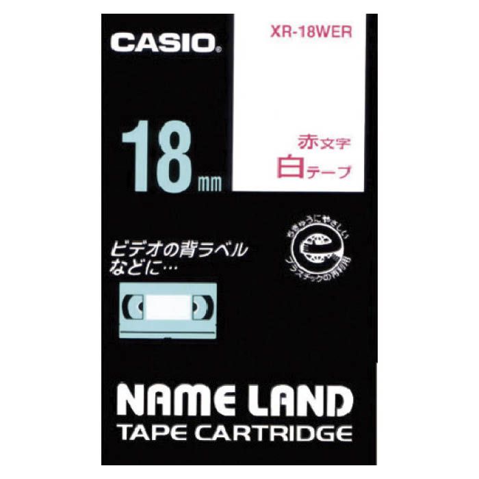 (T)カシオ ネームランドテープ　18mm　白テープ/赤文字 XR18WER