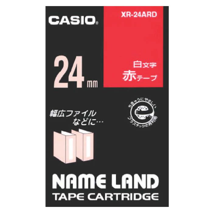 (T)カシオ ネームランド用赤テープに白文字24mm XR24ARD