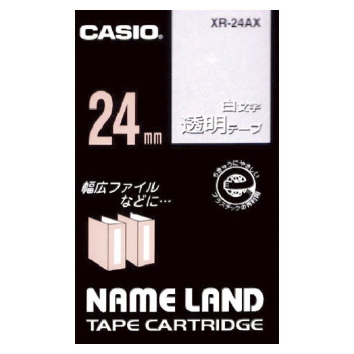 (T)カシオ ネームランド用透明テープに白文字24mm XR24AX