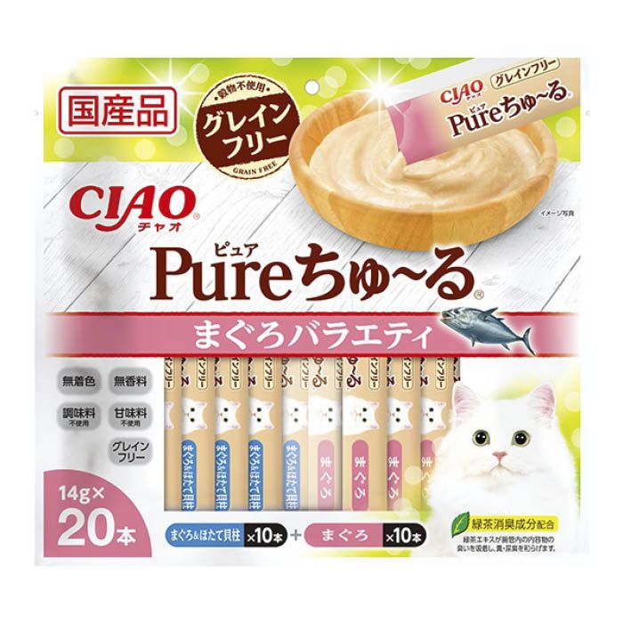 いなばペットフード 〈CIAO Pureちゅーる〉まぐろバラエティ 14g×20本の通販｜ホームセンターナフコ【公式通販】