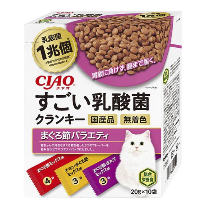 いなばペットフード CIAOすごい乳酸菌クランキー まぐろ節バラエティ 20g×10袋