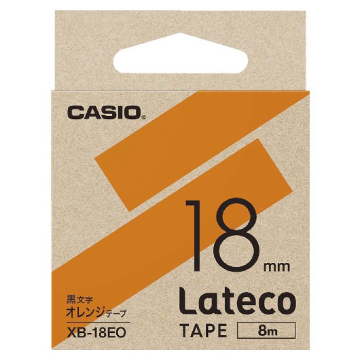 (T)カシオ ラテコ(Lateco)専用詰め替えテープ　18mm　オレンジテープに黒文字 XB18EO