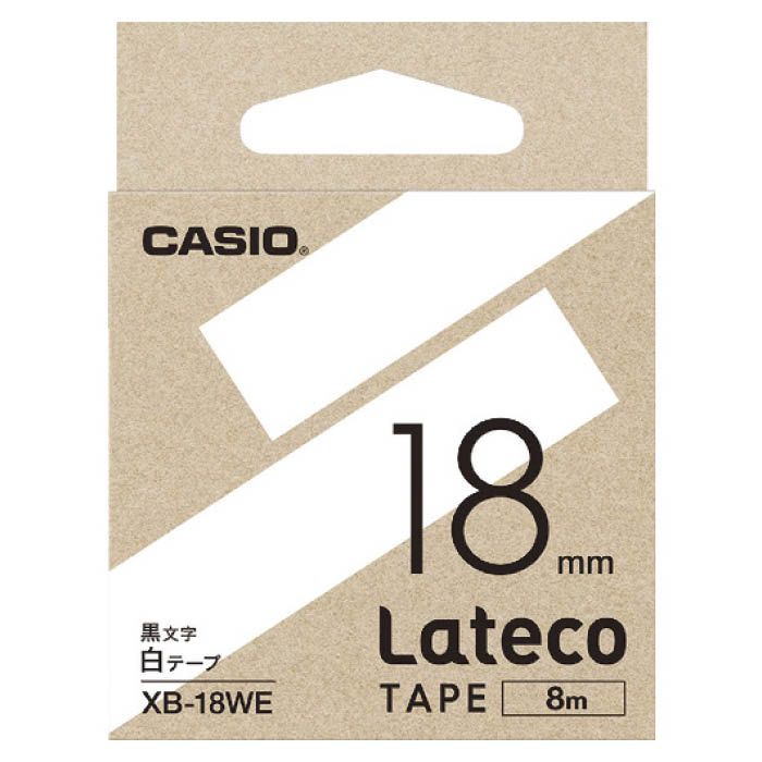 (T)カシオ ラテコ(Lateco)専用詰め替えテープ　18mm　白テープに黒文字 XB18WE