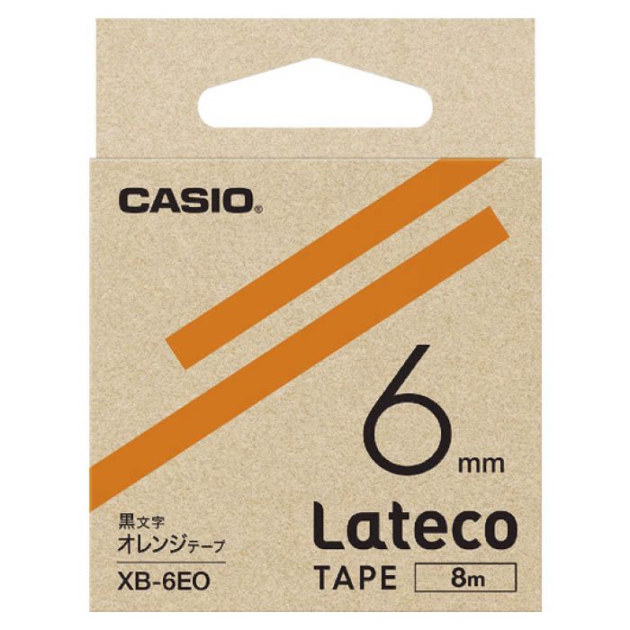 (T)カシオ ラテコ(Lateco)専用詰め替えテープ　6mm　オレンジテープに黒文字 XB6EO