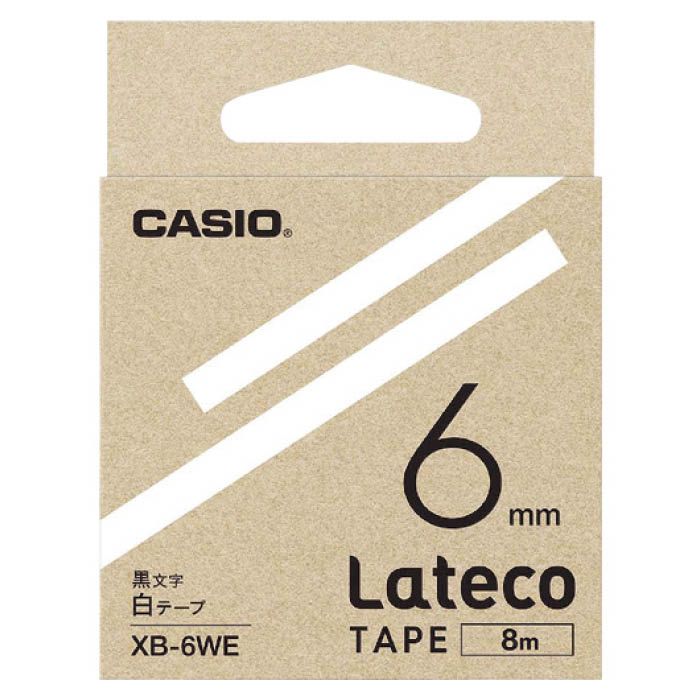 (T)カシオ ラテコ(Lateco)専用詰め替えテープ　6mm　白テープに黒文字 XB6WE